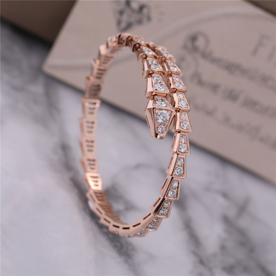 Luxury Closet Rose Gold Bracelet Serpenti Viper một cuộn đầy đủ kim cương Snake Bangle 353792