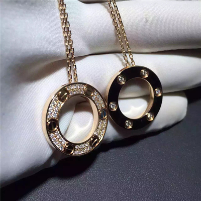 Love Necklace 18K Yellow Gold , Pave Diamond Necklace B7058400