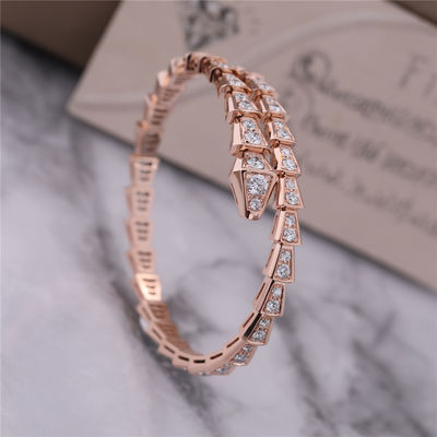 chất lượng  Luxury Closet Rose Gold Bracelet Serpenti Viper one-coil full diamond Snake Bangle 353792 nhà máy sản xuất