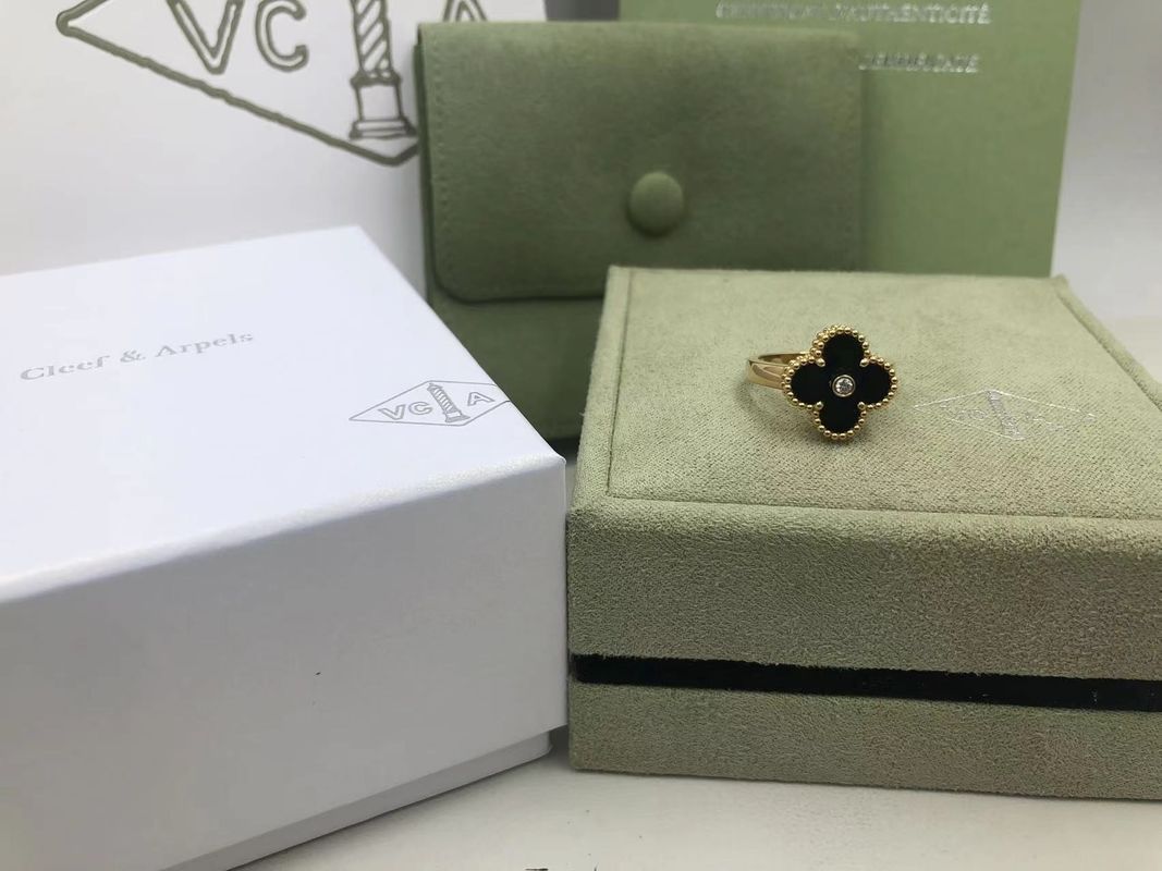 Chất lượng Van Cleef And Arpels Vòng Alhambra cổ điển vàng vàng Onyx tròn kim cương nhà máy