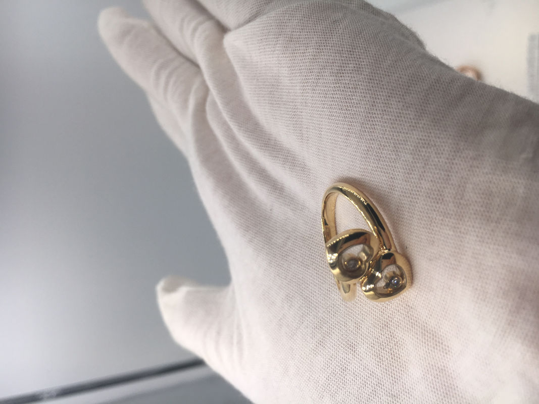 Chất lượng Đính hôn cổ điển Chopard Happy Curves Ring Vàng vàng 18k đính kim cương nhà máy