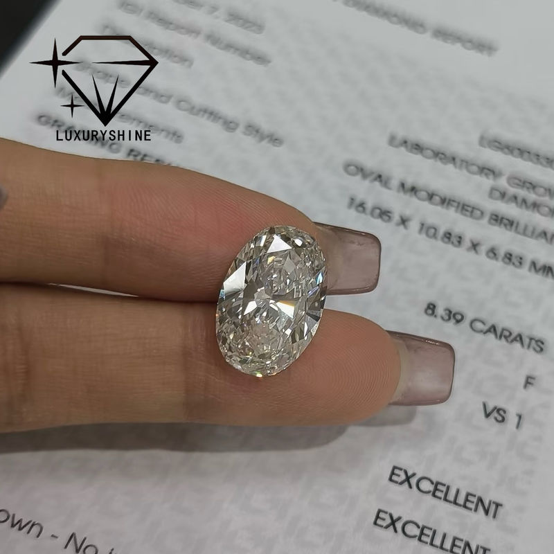 Chất lượng LuxuryShine tuyệt vời cắt phòng thí nghiệm trưởng thành kim cương D-F Màu trắng hình bầu dục 0.1-10CT VS1 với chứng chỉ IGI 3EX cắt đá nhà máy