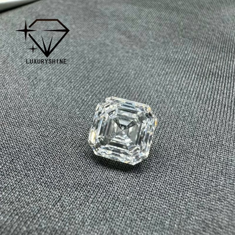 Chất lượng Kim cương nhân tạo hình Asscher LuxuryShine VVS-VS 0.1-10CT, màu D-F, có giấy chứng nhận IGI, cắt 3EX nhà máy