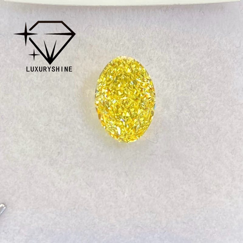 Chất lượng LuxuryShine VVS-VS Fancy Yellow/Light Yellow/Fancy Intense/Vivid Yellow Rượu vang phát triển kim cương 1CT 2CT 3CT 4CT 5CT hình bầu dục tuyệt vời cắt với chứng chỉ và trang sức tùy chỉnh nhà máy