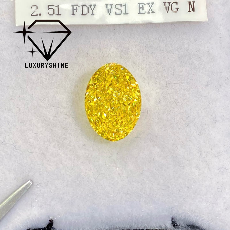 Chất lượng LuxuryShine VVS-VS Fancy Yellow/Light Yellow/Fancy Intense/Vivid Yellow Rượu vang phát triển kim cương 1CT 2CT 3CT 4CT 5CT hình bầu dục tuyệt vời cắt với chứng chỉ và trang sức tùy chỉnh nhà máy