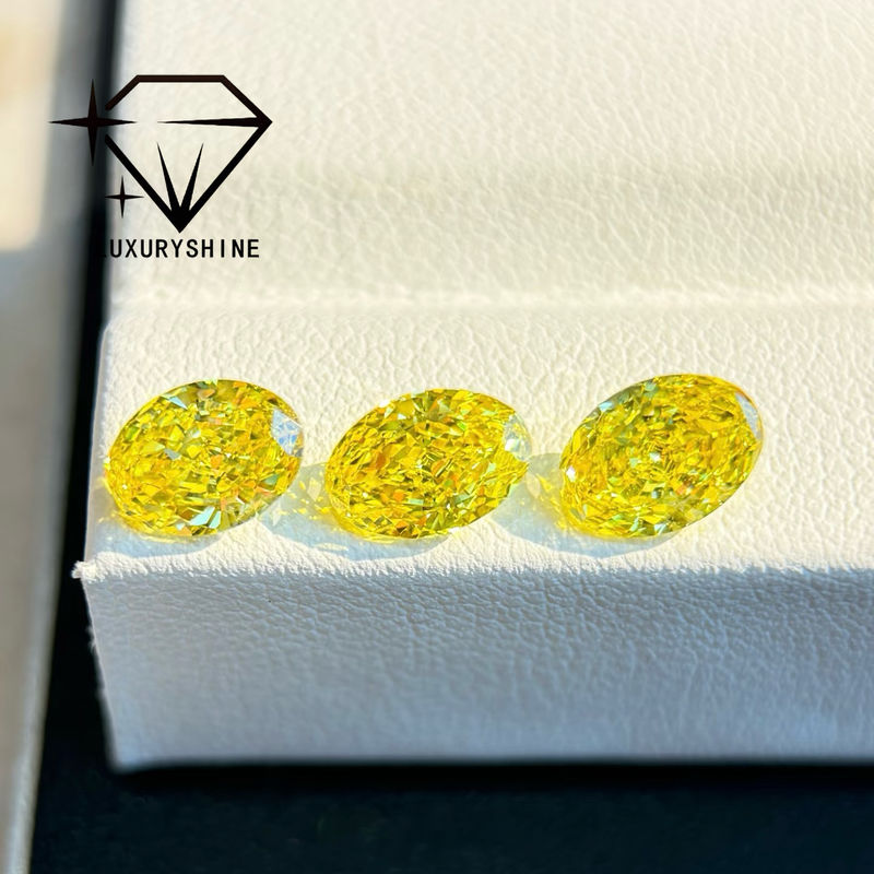 Chất lượng LuxuryShine VVS-VS Fancy Yellow/Light Yellow/Fancy Intense/Vivid Yellow Rượu vang phát triển kim cương 1CT 2CT 3CT 4CT 5CT hình bầu dục tuyệt vời cắt với chứng chỉ và trang sức tùy chỉnh nhà máy