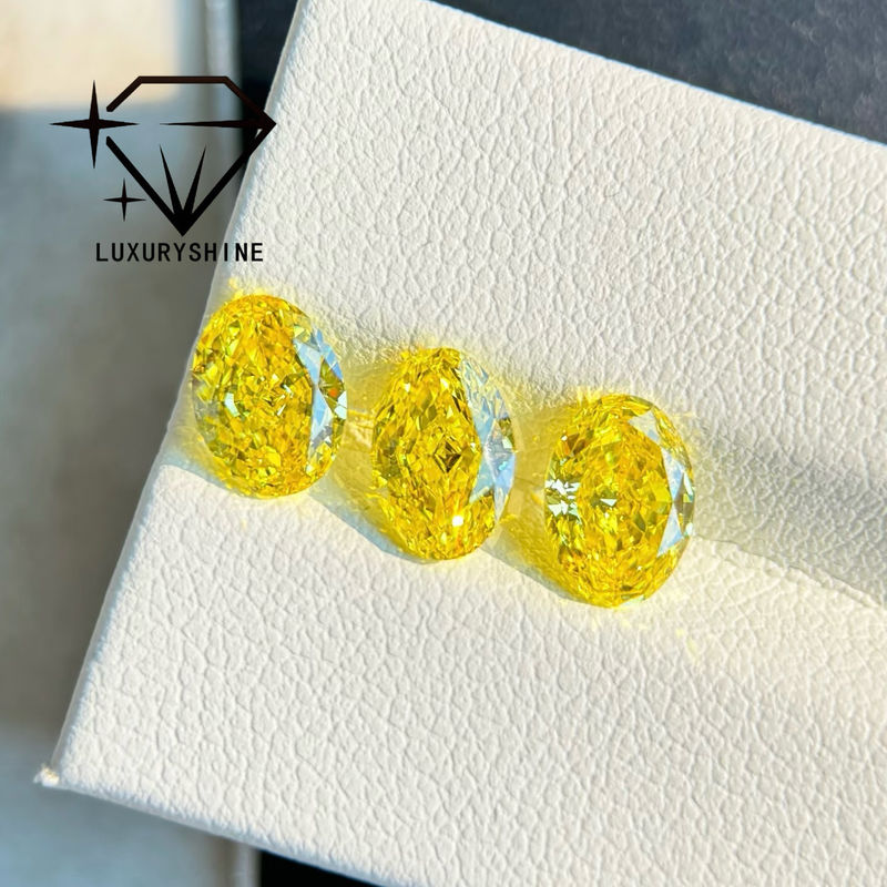 Chất lượng LuxuryShine VVS-VS Fancy Yellow/Light Yellow/Fancy Intense/Vivid Yellow Rượu vang phát triển kim cương 1CT 2CT 3CT 4CT 5CT hình bầu dục tuyệt vời cắt với chứng chỉ và trang sức tùy chỉnh nhà máy