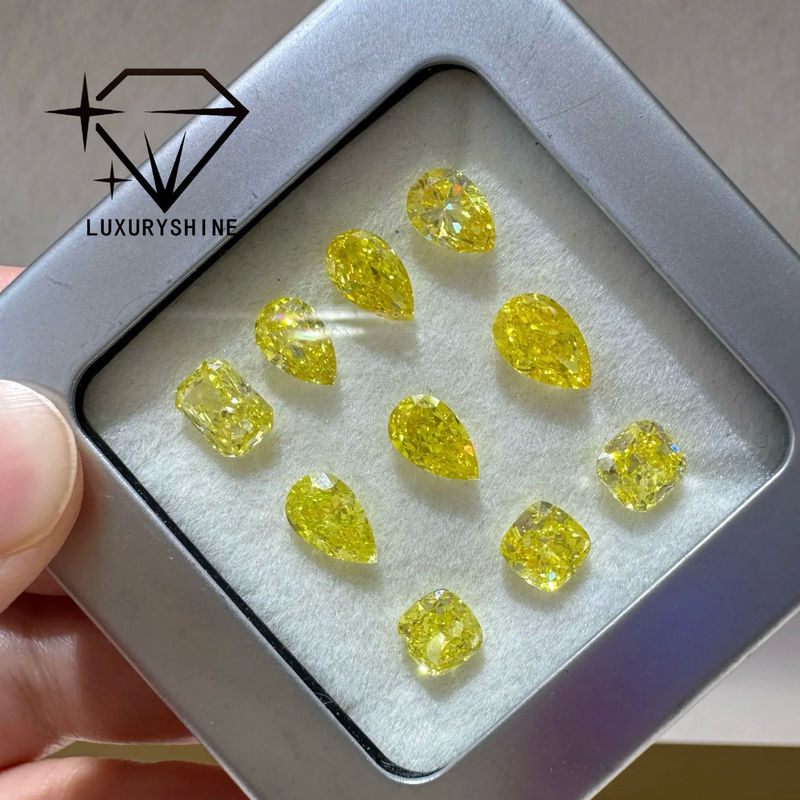 Chất lượng LuxuryShine VVS-VS Fancy Yellow/Light Yellow/Fancy Intense/Vivid Yellow Rượu vang phát triển kim cương 1CT 2CT 3CT 4CT 5CT hình bầu dục tuyệt vời cắt với chứng chỉ và trang sức tùy chỉnh nhà máy