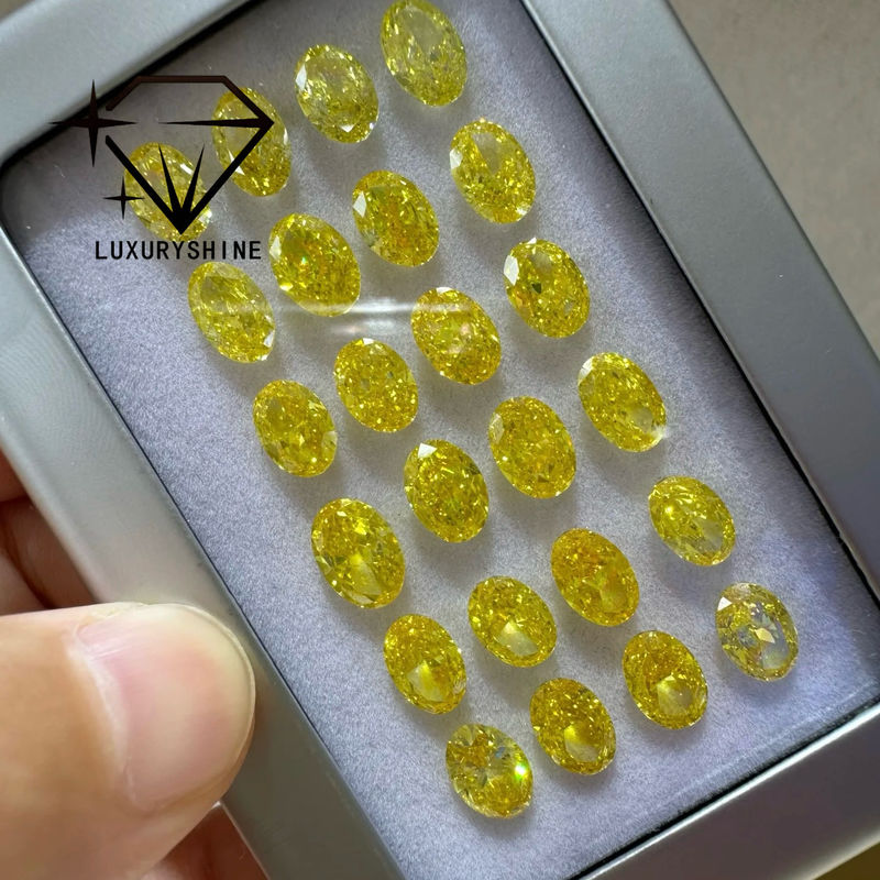 Chất lượng LuxuryShine VVS-VS Fancy Yellow/Light Yellow/Fancy Intense/Vivid Yellow Rượu vang phát triển kim cương 1CT 2CT 3CT 4CT 5CT hình bầu dục tuyệt vời cắt với chứng chỉ và trang sức tùy chỉnh nhà máy