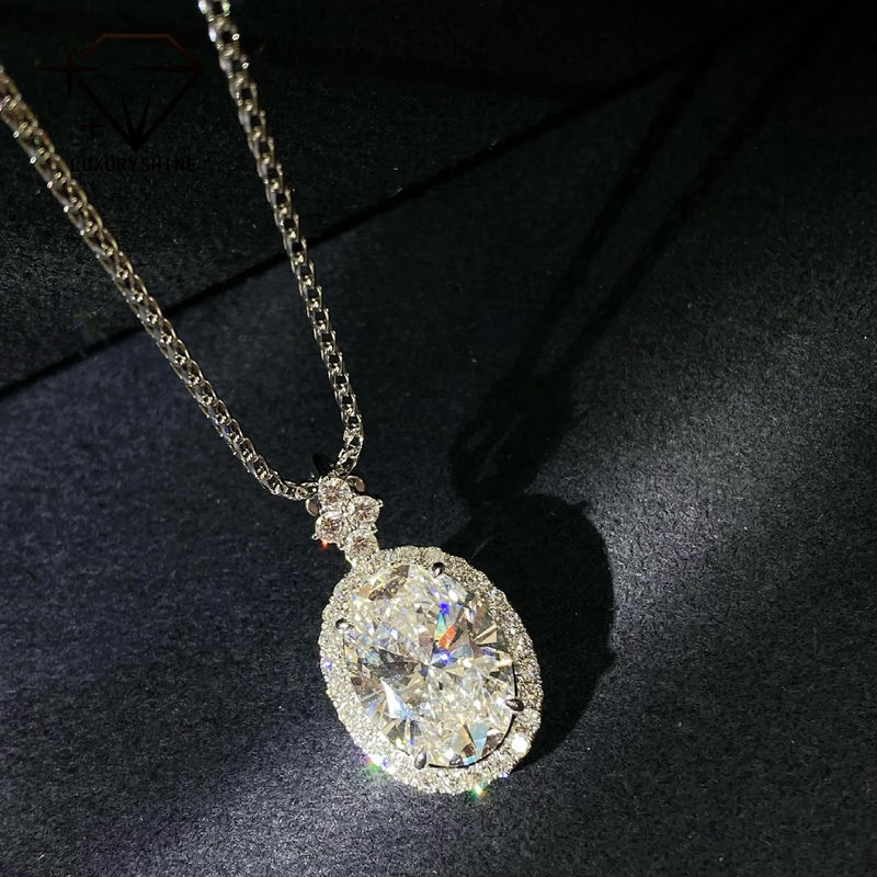 Chất lượng 18K vàng hình bầu dục phòng thí nghiệm trưởng thành kim cương dây chuyền VVS1-VS1 0.3-3.0ct nhà máy