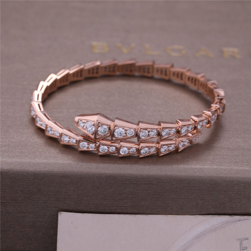 Chất lượng Luxury Closet Rose Gold Bracelet Serpenti Viper một cuộn đầy đủ kim cương Snake Bangle 353792 nhà máy