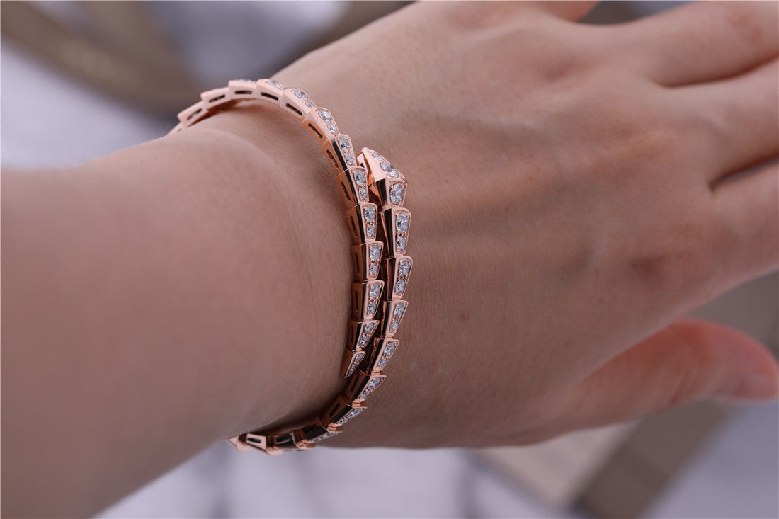 Chất lượng Luxury Closet Rose Gold Bracelet Serpenti Viper một cuộn đầy đủ kim cương Snake Bangle 353792 nhà máy