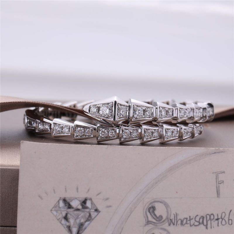Chất lượng Vòng tay mỏng một cuộn của Italy Romance Serpenti Viper bằng vàng trắng 18K được đính toàn bộ kim cương pavé Snake Bangle nhà máy