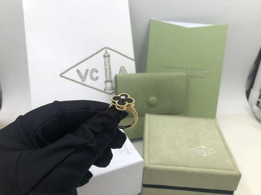 Chất lượng Van Cleef And Arpels Vòng Alhambra cổ điển vàng vàng Onyx tròn kim cương nhà máy