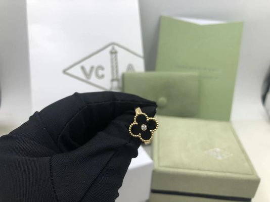 Chất lượng Van Cleef And Arpels Vòng Alhambra cổ điển vàng vàng Onyx tròn kim cương nhà máy