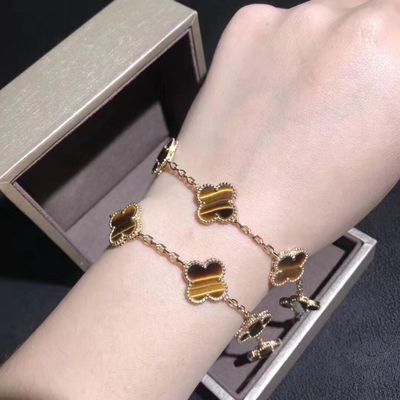 Chất lượng Vàng 18K và kim cương thật Van Cleef và Arpels 5 họa tiết Vòng đeo tay Alhambra cổ điển nhà máy