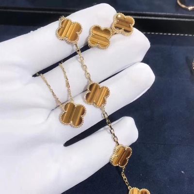 Chất lượng Vàng 18K và kim cương thật Van Cleef và Arpels 5 họa tiết Vòng đeo tay Alhambra cổ điển nhà máy