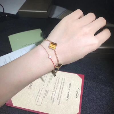 Chất lượng Vàng 18K và kim cương thật Van Cleef và Arpels 5 họa tiết Vòng đeo tay Alhambra cổ điển nhà máy