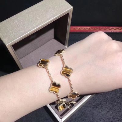 Chất lượng Vàng 18K và kim cương thật Van Cleef và Arpels 5 họa tiết Vòng đeo tay Alhambra cổ điển nhà máy