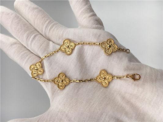 Chất lượng Vòng tay vàng 18K hình bông hoa 5 họa tiết VCARO1IE00 cho bạn gái / vợ nhà máy