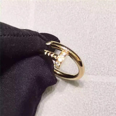 Chất lượng Nhẫn móng tay vàng vàng 18k không đá quý, nhẫn vàng đơn giản đính kim cương nhà máy