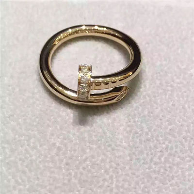 Chất lượng Nhẫn móng tay vàng vàng 18k không đá quý, nhẫn vàng đơn giản đính kim cương nhà máy