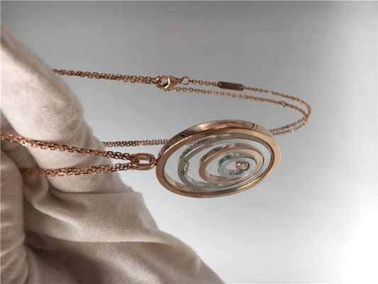 Chất lượng Mặt dây chuyền vàng hồng 18k hình tròn, mặt dây chuyền thần hạnh phúc Chopard chất lượng SI H nhà máy