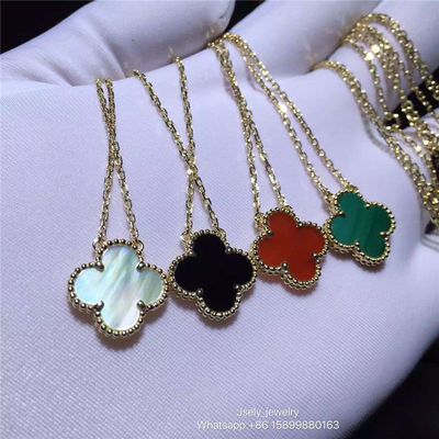 Chất lượng Mặt dây chuyền Van Cleef và Arpels Alhambra cổ điển bằng vàng vàng ngọc trai mắt hổ Malachite nhà máy