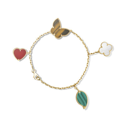 Chất lượng 4 họa tiết Vòng tay Alhambra may mắn Vàng vàng 18k với đá Carnelian / Tiger'S nhà máy