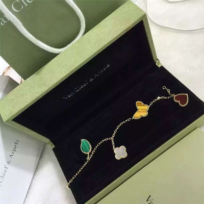 Chất lượng 4 họa tiết Vòng tay Alhambra may mắn Vàng vàng 18k với đá Carnelian / Tiger'S nhà máy