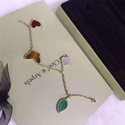 Chất lượng 4 họa tiết Vòng tay Alhambra may mắn Vàng vàng 18k với đá Carnelian / Tiger'S nhà máy