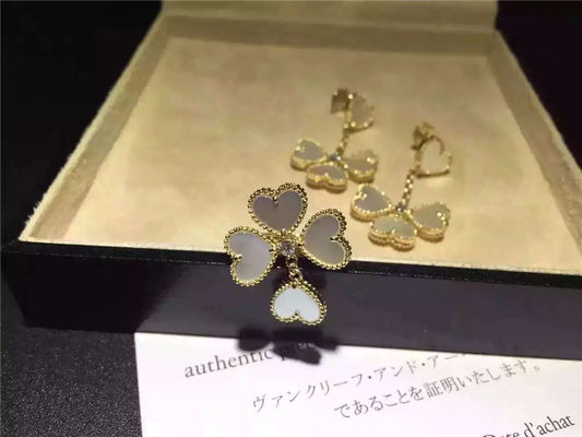 Chất lượng Van Cleef Sweet Alhambra Earrings, White Mother Of Pearl Earrings with Round Diamond nhà máy