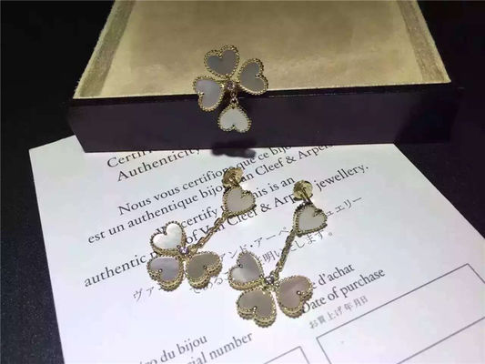 Chất lượng Van Cleef Sweet Alhambra Earrings, White Mother Of Pearl Earrings with Round Diamond nhà máy