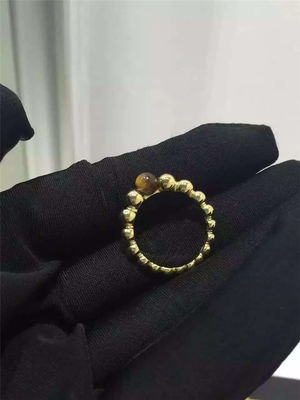 Chất lượng Đính hôn của phụ nữ Nhẫn vàng 18K màu vàng hình tròn đính đá mắt hổ nhà máy