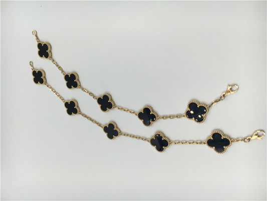 Chất lượng Vòng tay hoa Van Cleef cổ điển với 5 họa tiết Onyx, Vòng tay quyến rũ bằng vàng 18k nhà máy