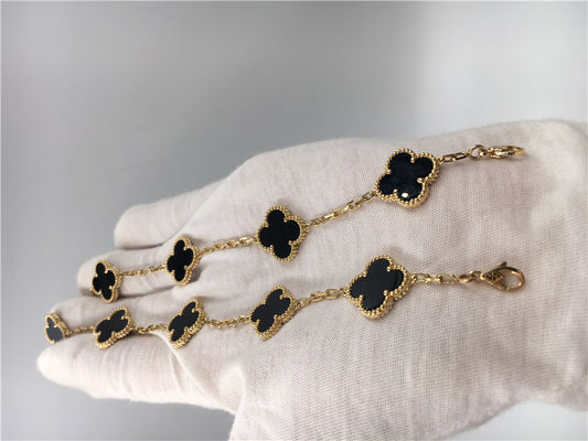 Chất lượng Vòng tay hoa Van Cleef cổ điển với 5 họa tiết Onyx, Vòng tay quyến rũ bằng vàng 18k nhà máy