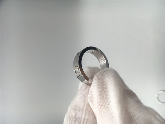 Chất lượng Nhẫn tình yêu không đá quý, B4032500 Nhẫn vàng trắng 18K với 3 viên kim cương nhà máy