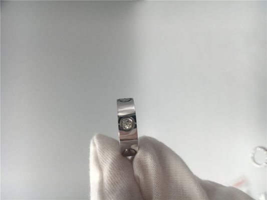 Chất lượng Nhẫn tình yêu không đá quý, B4032500 Nhẫn vàng trắng 18K với 3 viên kim cương nhà máy
