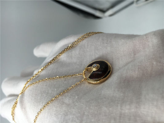 Chất lượng Vàng hồng 18k Vàng hồng sang trọng Trang sức vàng Vòng cổ Mặt dây chuyền 0,09 Carats Kim cương nhà máy