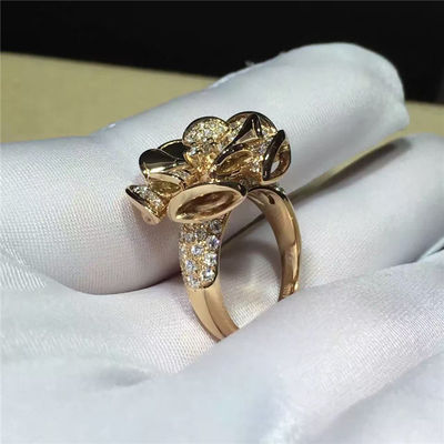 Chất lượng Nhẫn hình hoa Trang sức sang trọng Kim cương vàng 18K cho đám cưới / đính hôn nhà máy