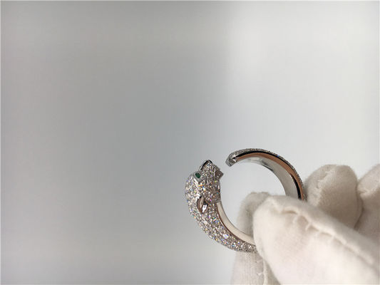 Chất lượng Nhẫn Panthere vàng trắng 18K kim cương, Nhẫn Panther với ngọc lục bảo Onyx nhà máy