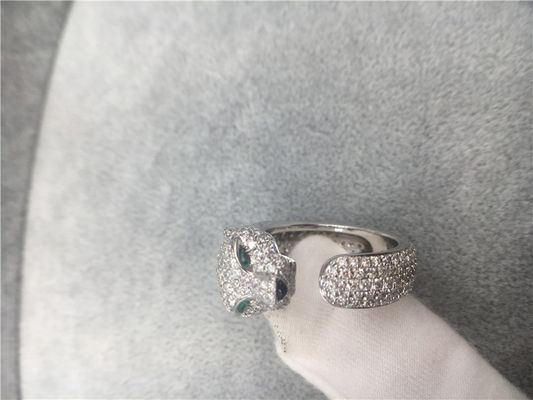 Chất lượng Nhẫn Panthere vàng trắng 18K kim cương, Nhẫn Panther với ngọc lục bảo Onyx nhà máy