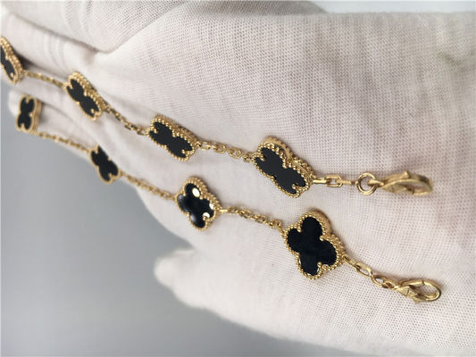 Chất lượng Đồ trang sức bằng vàng 18K Alhambra cổ điển dành cho nữ được làm thủ công với mã não không có kim cương nhà máy