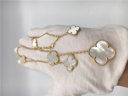 Chất lượng White Mother Of Pearl Van Cleef Arpels Magic Alhambra Vòng cổ Vàng vàng 18k nhà máy