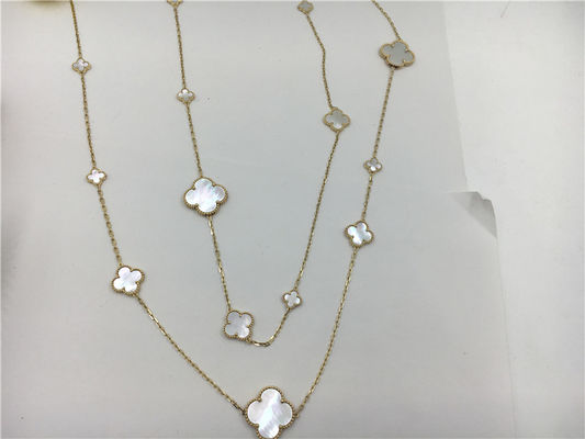 Chất lượng Vòng cổ dài Van Cleef và Arpels có hình hoa 16 họa tiết Vòng cổ bằng vàng trắng nhà máy