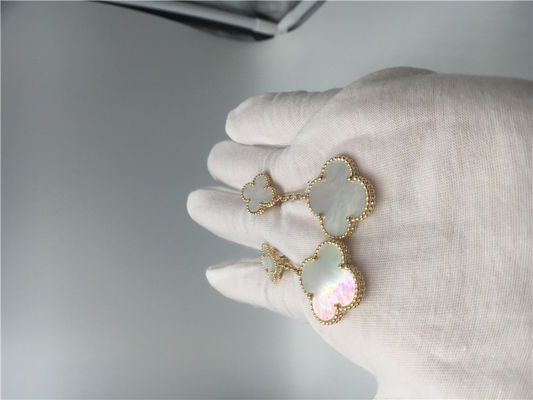 Chất lượng Hoa tai Van Cleef có 2 họa tiết, Hoa tai ngọc trai Van Cleef vàng 18k nhà máy