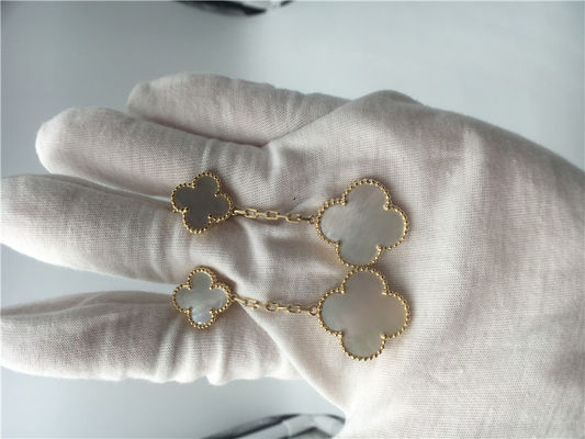 Chất lượng Hoa tai Van Cleef có 2 họa tiết, Hoa tai ngọc trai Van Cleef vàng 18k nhà máy