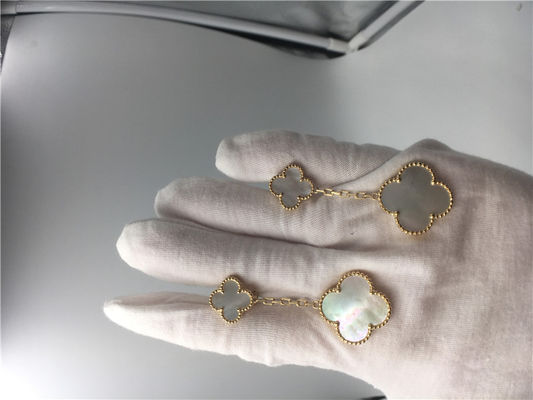 Chất lượng Hoa tai Van Cleef có 2 họa tiết, Hoa tai ngọc trai Van Cleef vàng 18k nhà máy