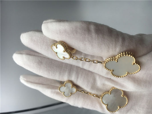 Chất lượng Hoa tai Van Cleef có 2 họa tiết, Hoa tai ngọc trai Van Cleef vàng 18k nhà máy