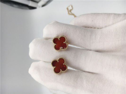 Chất lượng Van Cleef Arpels Sweet Alhambra earstuds vàng 18k với carnelian nhà máy